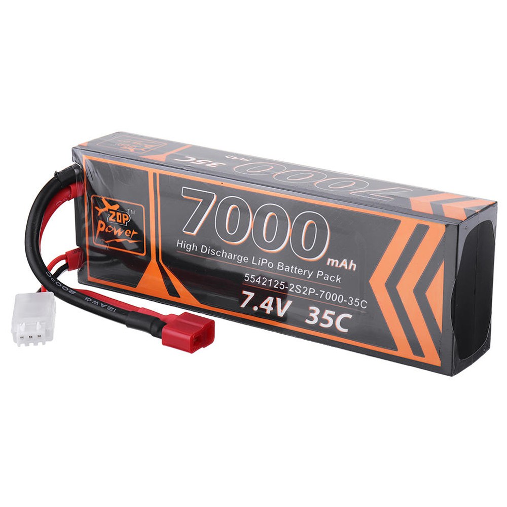 

ZOP Power 2S 7.4V 7000mAh 35C T Plug Lipo Battery For RC Car Model FPV Racing Drone RC Airplane Helicopter