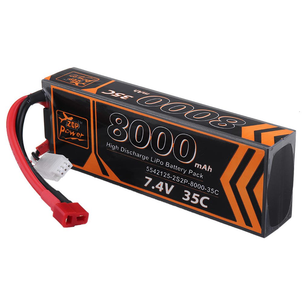 

ZOP Power 2S 7.4V 8000mAh 35C T Plug Lipo Battery For RC Car Model FPV Racing Drone RC Airplane Helicopter