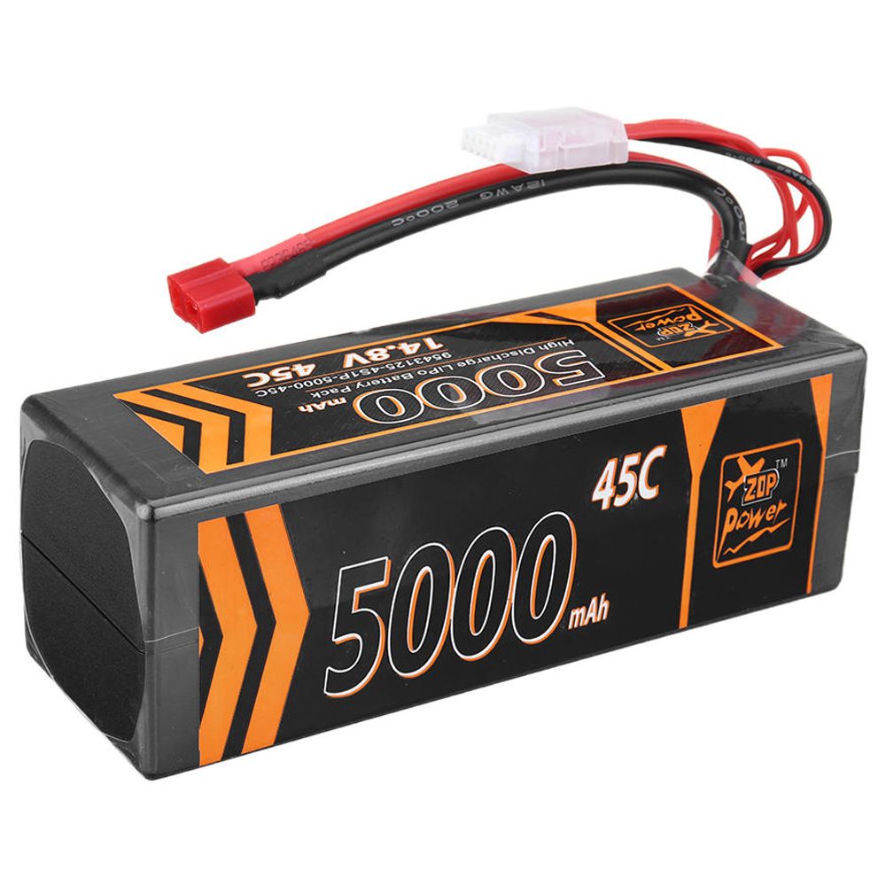 

ZOP Power 4S 14.8V 5000mAh 45C Lipo Battery T Plug For RC Car Model FPV Racing Drone RC Airplane Helicopter