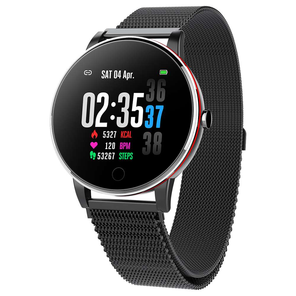 

Makibes Y9 Smart Watch 1.3 Inch Real-time Heart Rate Blood Oxygen Blood Pressure Monitor Metal Strap - Black
