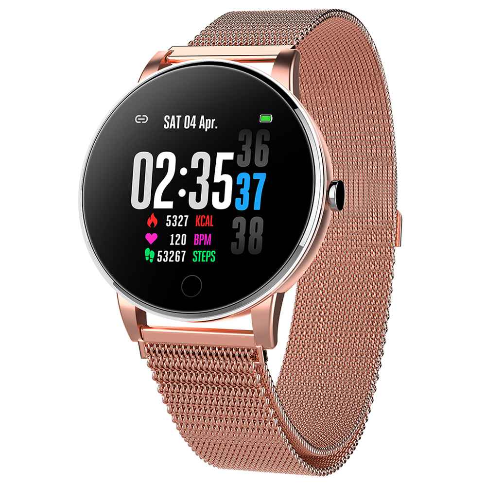 

Makibes Y9 Smart Watch 1.3 Inch Real-time Heart Rate Blood Oxygen Blood Pressure Monitor Metal Strap - Gold