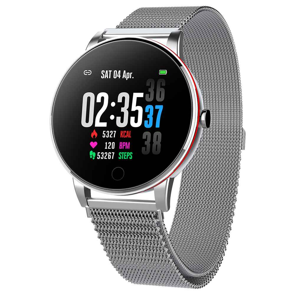 

Makibes Y9 Smart Watch 1.3 Inch Real-time Heart Rate Blood Oxygen Blood Pressure Monitor Metal Strap - Silver