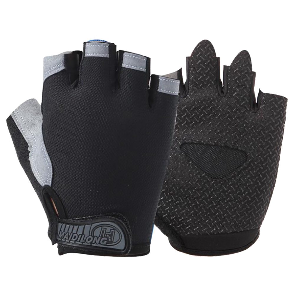 Sports de plein air cyclisme gants moitié doigt absorber la sueur Design Taille L - Noir Et Gris