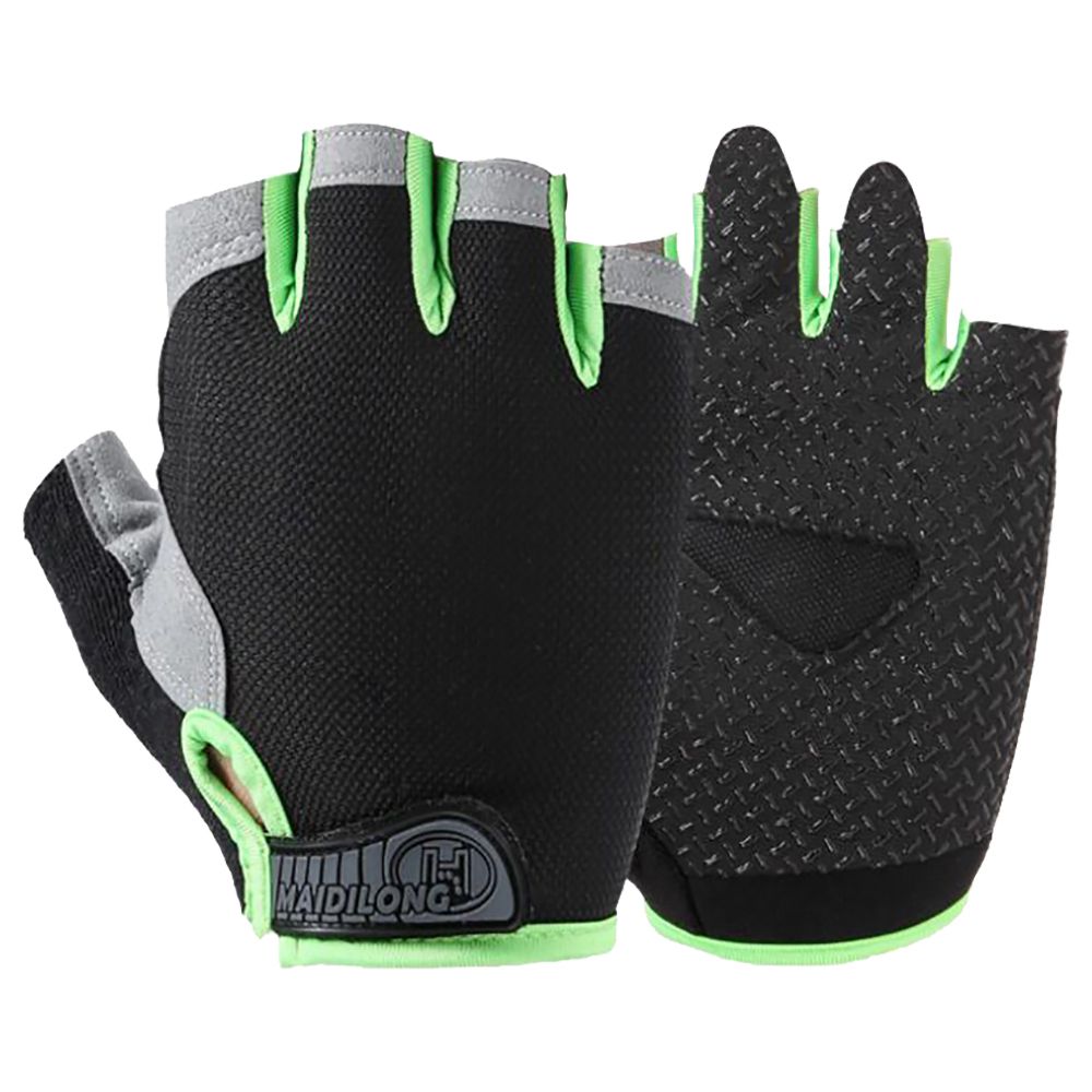

Outdoor Sports Cycling Half Finger Gloves Absorbing Sweat Design Size L - Black And Green
