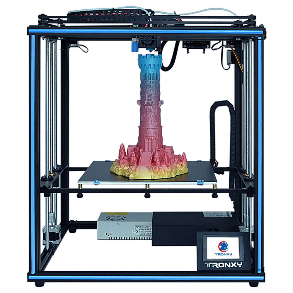 Impresora 5D TRONXY X3SA Montaje rápido Kit de bricolaje Tamaño de impresión 330 * 330 * 400 mm Sensor de filamento de nivelación automática Reanudar Cubo de impresión Cuadrado de metal completo con pantalla táctil de 3.5 pulgadas