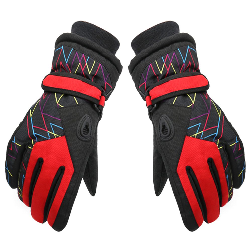 

Winter Children's Outdoor Ski Gloves Warm Waterproof Fleece Cycling Gloves - Red