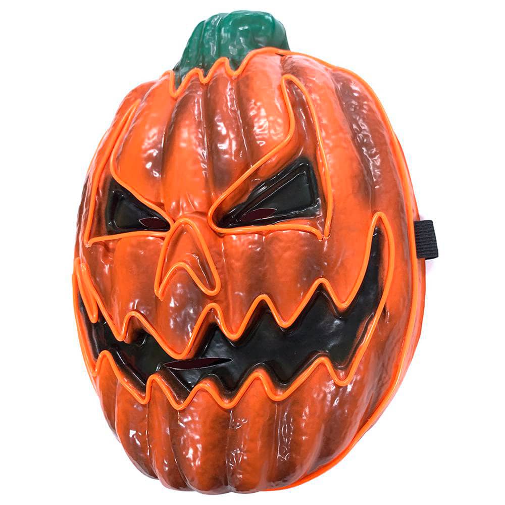 

Halloween Scary LED Mask Pumpkin Lantern EL Wire Glowing LED Cosplay Mask For Festival - A