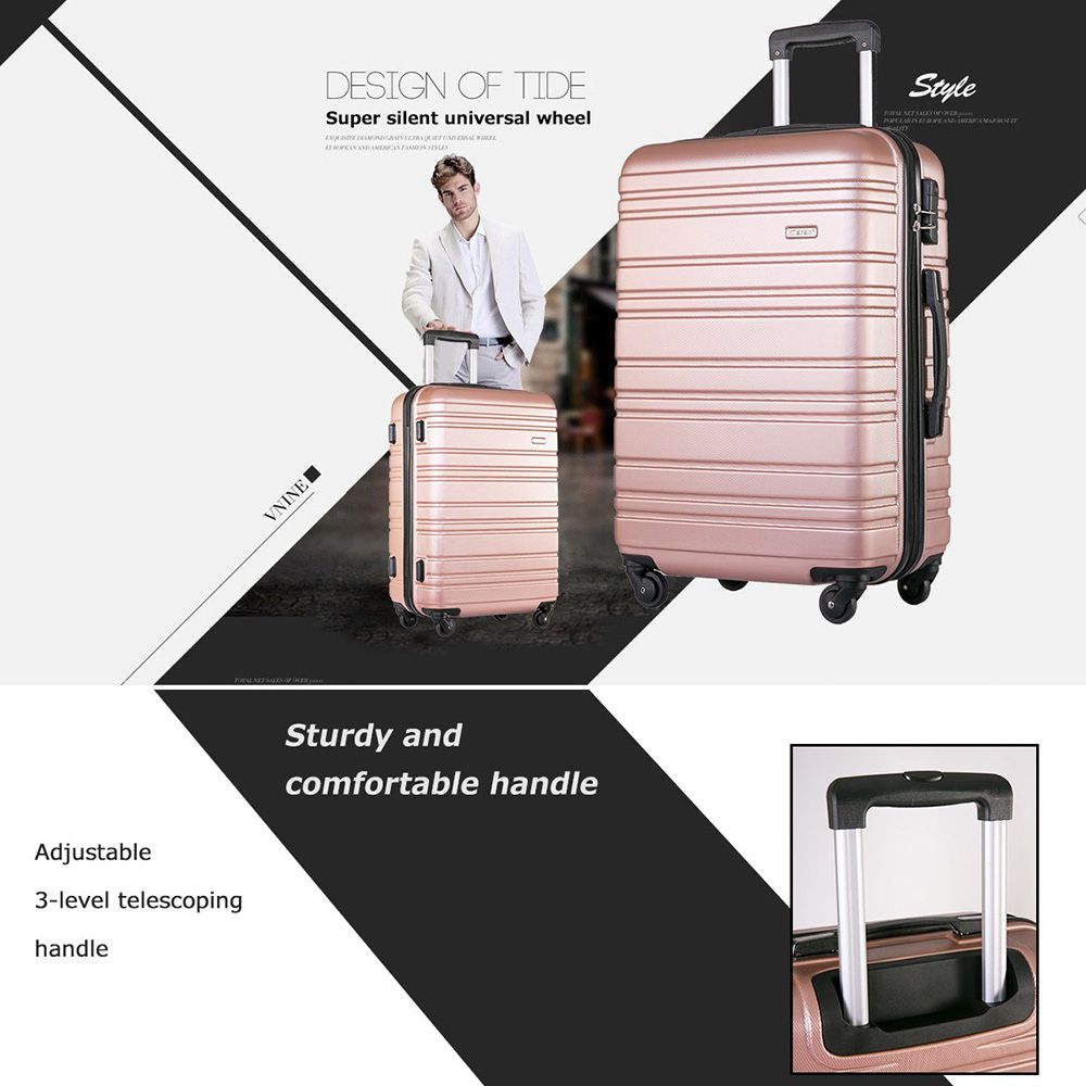 Merax Hard Shell 4 Wheels Travel Trolley Suitcase 20 Inch Rose