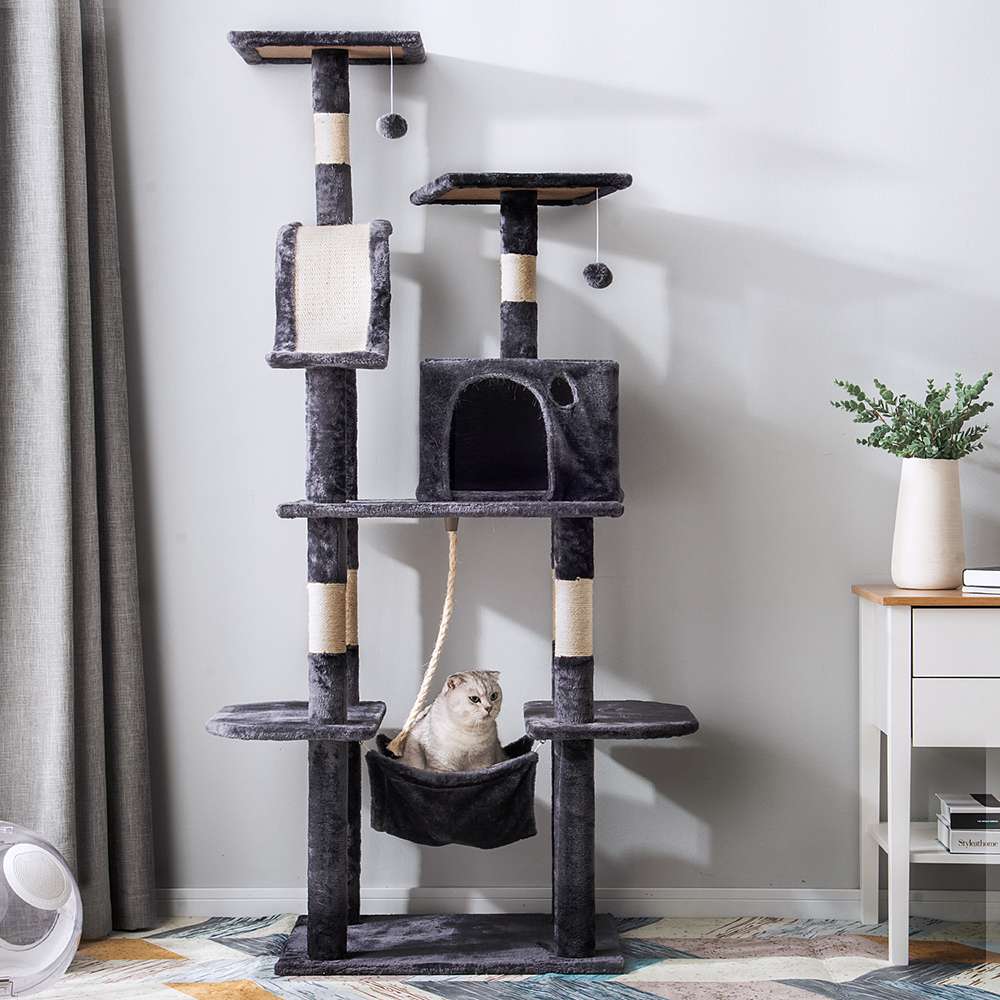 PURELOVE Cat Tree Climbing Tower Gray