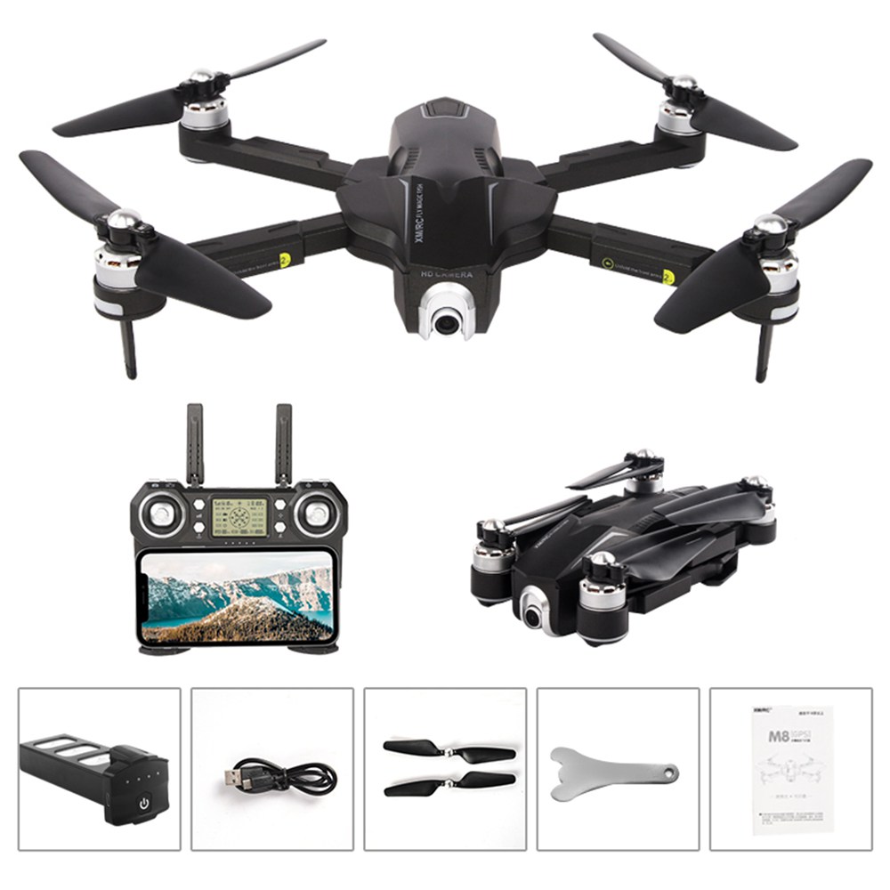 XMR/C M8 4K Brushless Foldable RC Drone RTF Three Batteries With Bag