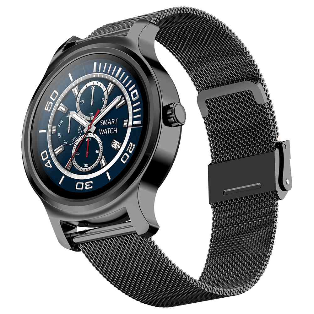 Makibes R2 Smart Watch 1.3 Inch IPS Round Screen Metal Strap - Black