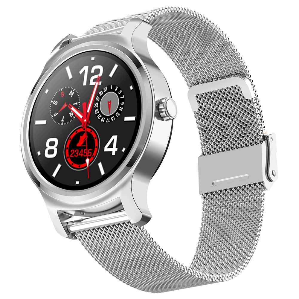 Makibes R2 Smart Watch 1.3 Inch IPS Round Screen Metal Strap - Silver