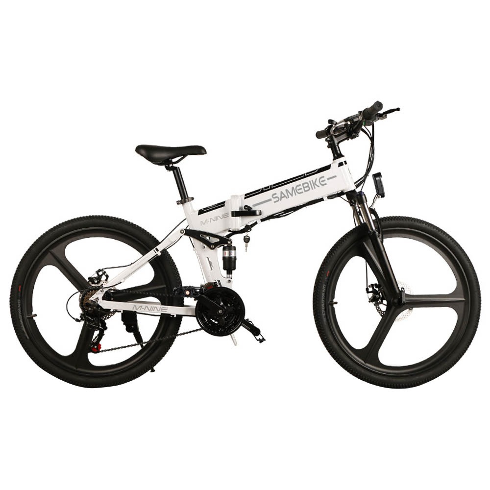 

Samebike LO26 Smart Folding Electric Moped Bike 26 Inch Inflatable Rubber Tire 350W Motor Max Speed 30km/h 10Ah Lithium Battery Max Load 150kg Dual Disc Brake LCD Display Alloy integrated Wheels - White