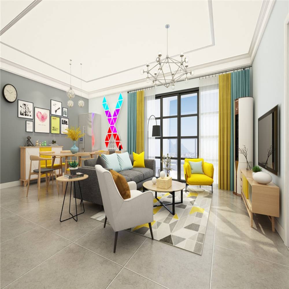 9pcs Creative Triangle Modular Touch-sensitive Light EU Plug