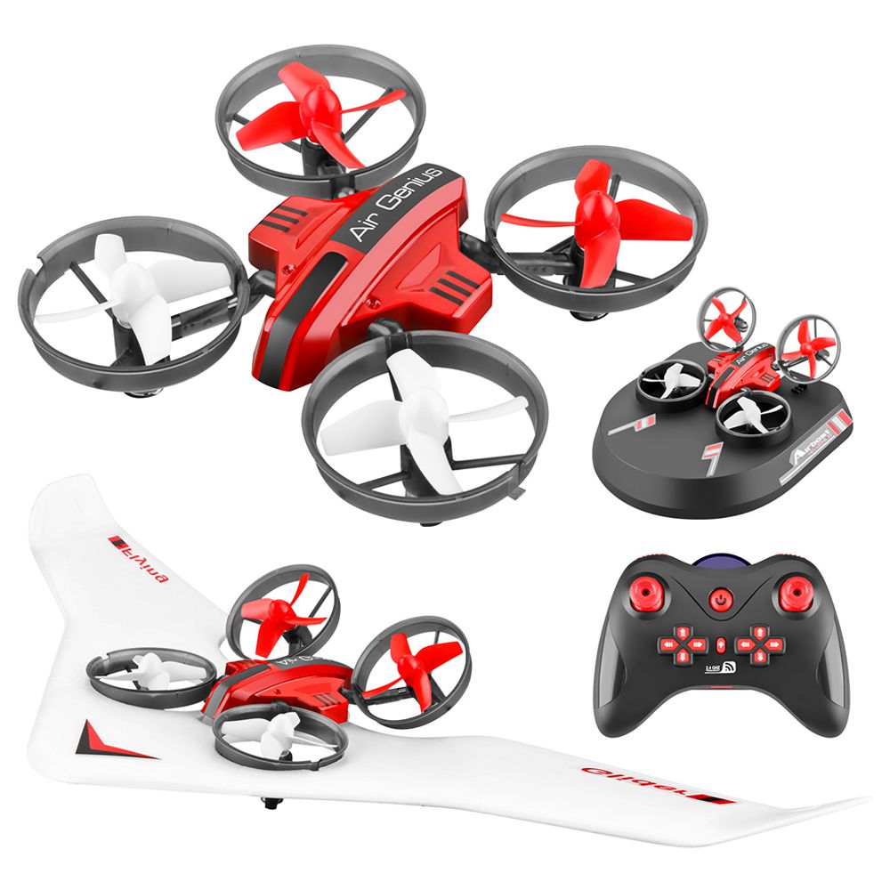 

L6082 Air Genius RC Quadcopter Airplane Tiny Whoover All-In-One DIY 2.4G RC Drone For Kids Gift RTF Red - Three Batterie Version