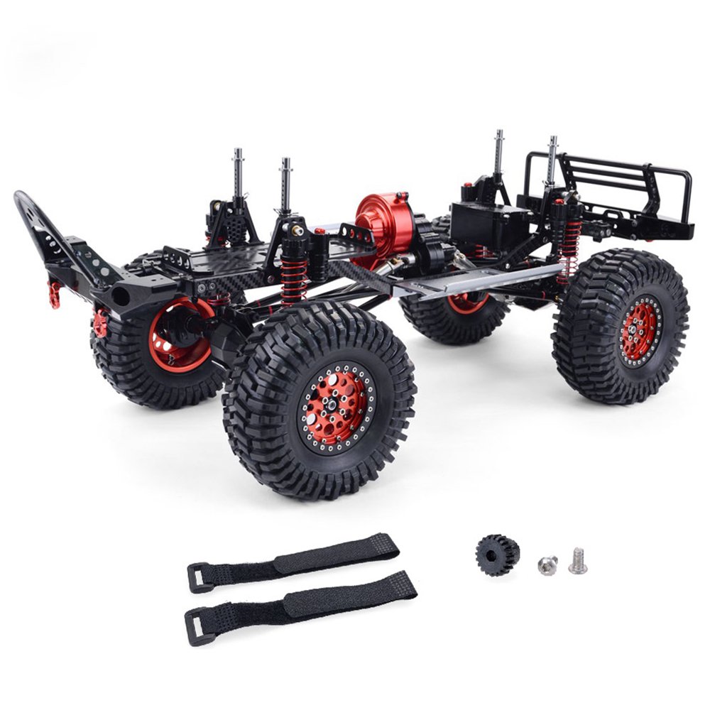 Châssis CNC 1/10 Pour RC Crawler – 455 Mm – Compatible AXIAL SCX10 – Pneus Améliorés – Sans électronique