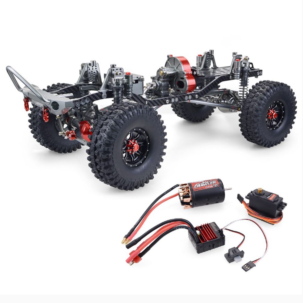 

Upgrade Straight Bridge 313mm Wheelbase CNC Aluminum And Carbon Fiber Chassis With Power System For 1/10 AXIAL SCX10 RC Rock Crawler Climbing Vehicle