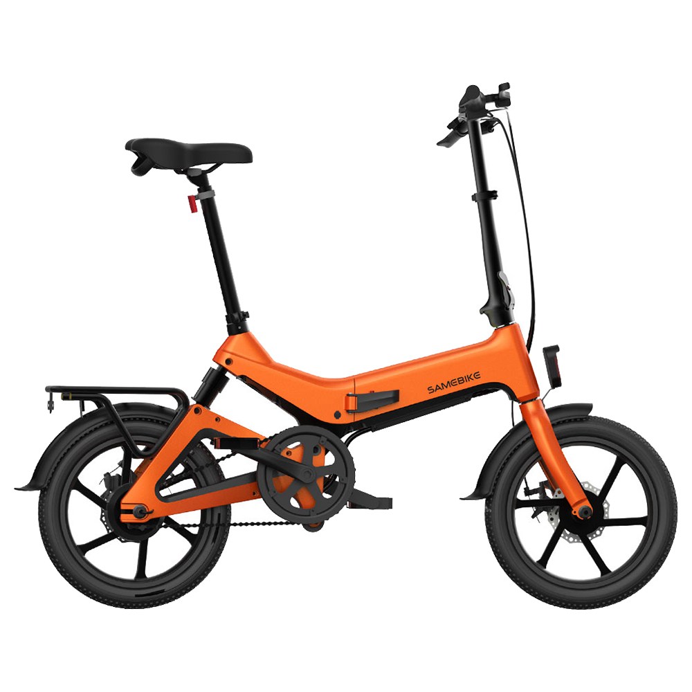 

Samebike JG7186 Folding Electric Moped Bike 16 Inch Inflatable Tires 250W Motor Smart Display Adjustable Heights Up To 25km/h Speed Max 65km Long Range For Adults & Teenagers - Orange
