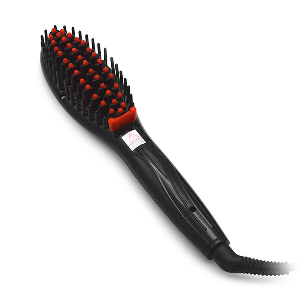 

Electric Hair Straightening Brush Heating Ceramic Comb Black -EU Plug