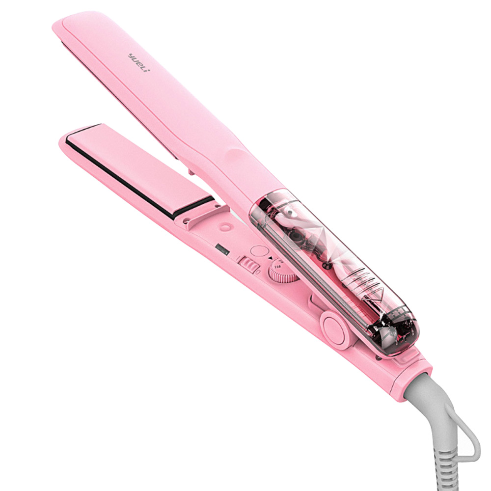

Xiaomi Yueli Hot Steam Hair Straightener Five Gear Adjustable Temperature Hair Protection Keratin Coating - Pink