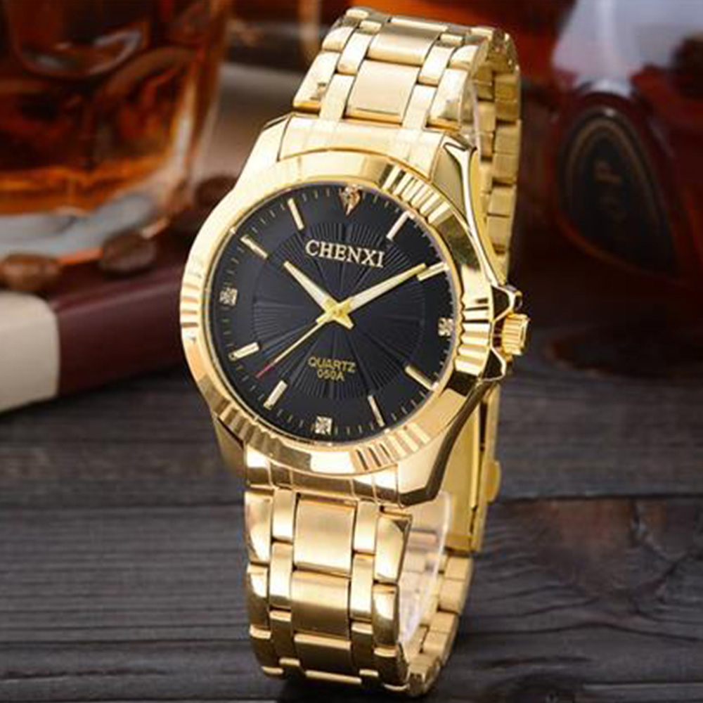 Chenxi 050A Quartz Analog Wristwatch Gold Black