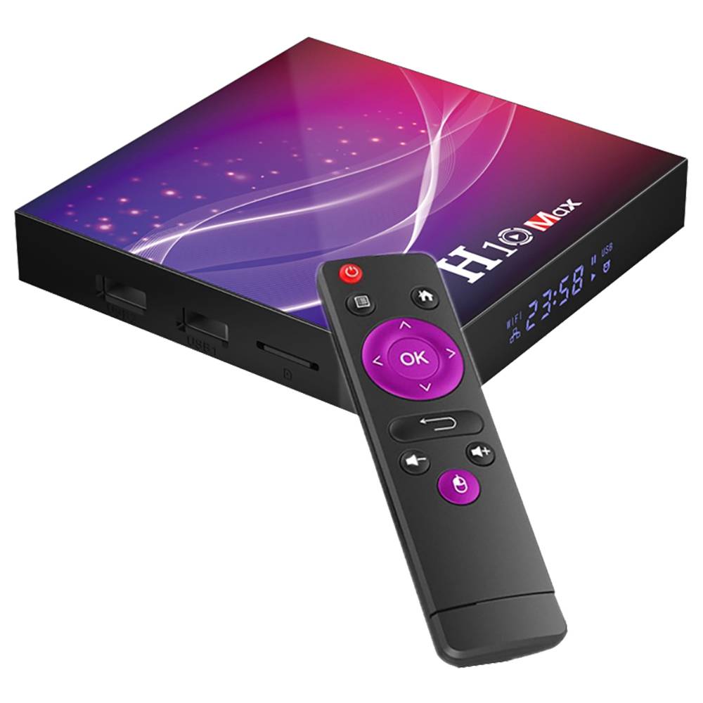 H10 MAX Android 10.0 Allwinner H616 6K TV Box Airplay 4GB/64GB USB2.0*3 WiFi LAN Google Play Youtube Netflix Facebook - Black