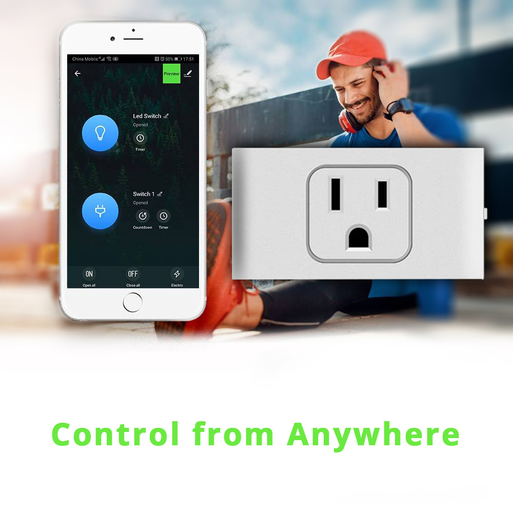 10A 2200W Wireless Smart Socket US Plug White