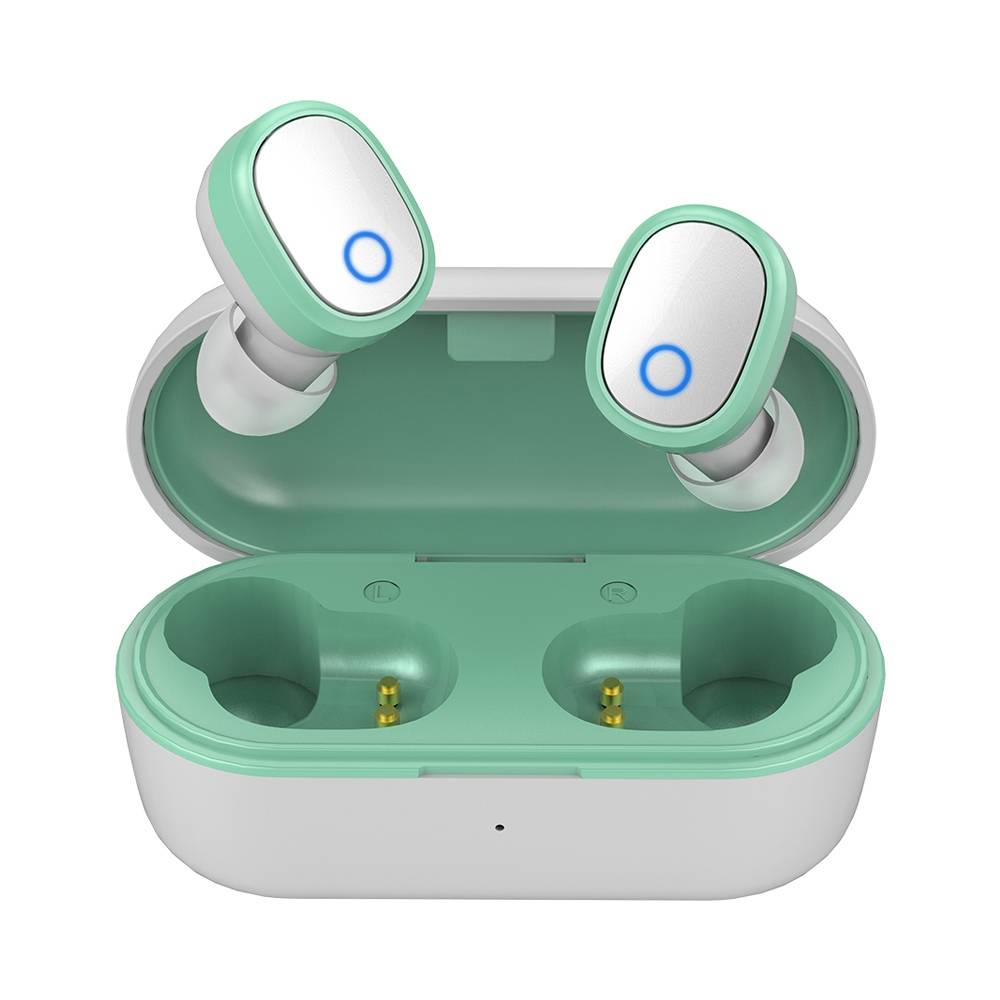 

AUSDOM TW01S Bluetooth 5.0 True Wireless Earphones Binaural call Independent Usage 4 Hours Playtime - Green and White