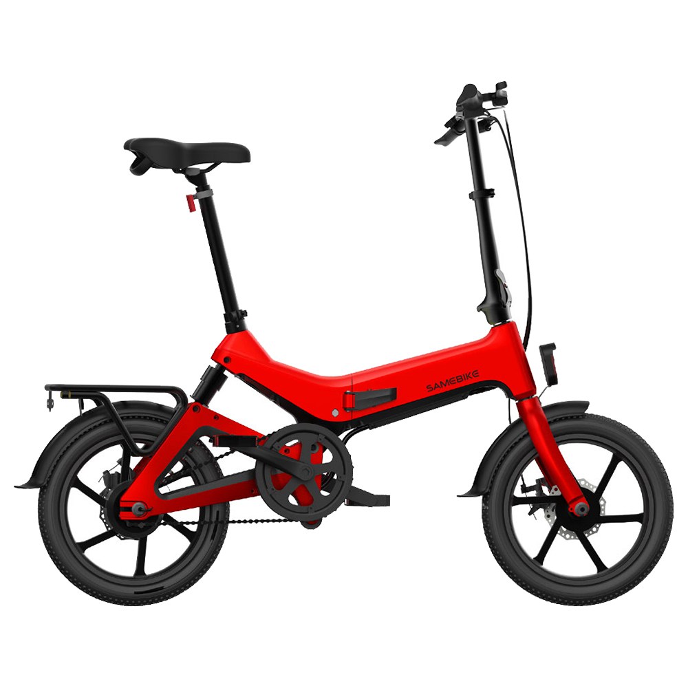 

Samebike JG7186 Folding Electric Moped Bike 16 Inch Inflatable Tires 250W Motor Smart Display Adjustable Heights Up To 25km/h Speed Max 65km Long Range For Adults & Teenagers - Red
