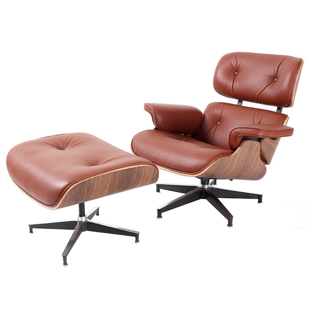 

Makibes W302S00004 Lounge Chair With Pedal Seat Adjustable Rotatable Leather Chair For Office Home - Light Brown