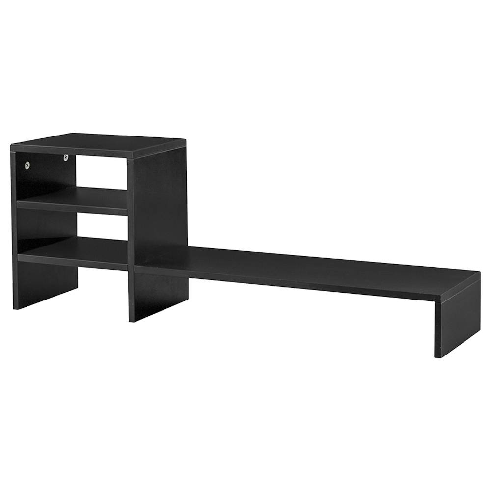 Wooden Monitor Stand With 3 Tier Shelf Black