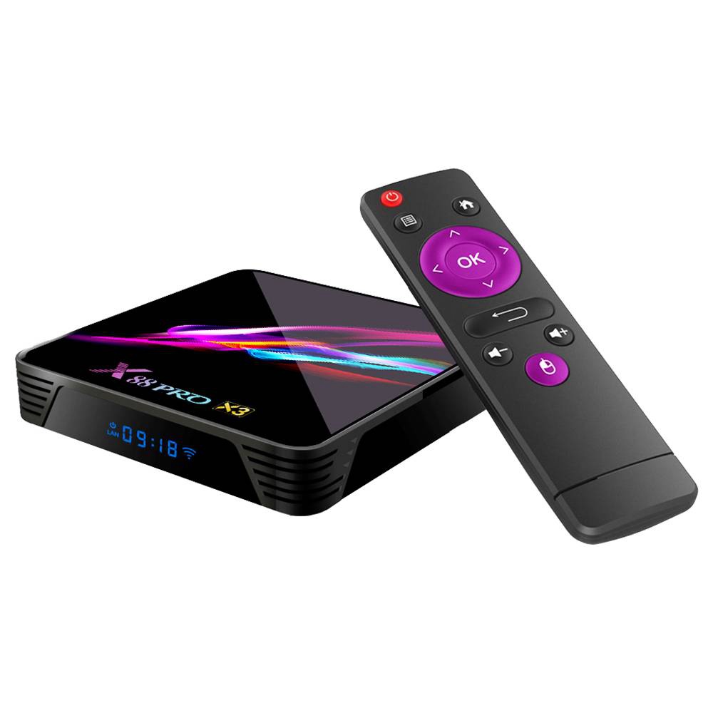 X88 PRO X3 Amlogic S905x3 4GB/128GB 8K Video Decode TV Box with OTA Update Youtube 2.4G+5.8G WiFi Bluetooth 1000Mbps LAN USB3.0 HDMI 2.1 - Black