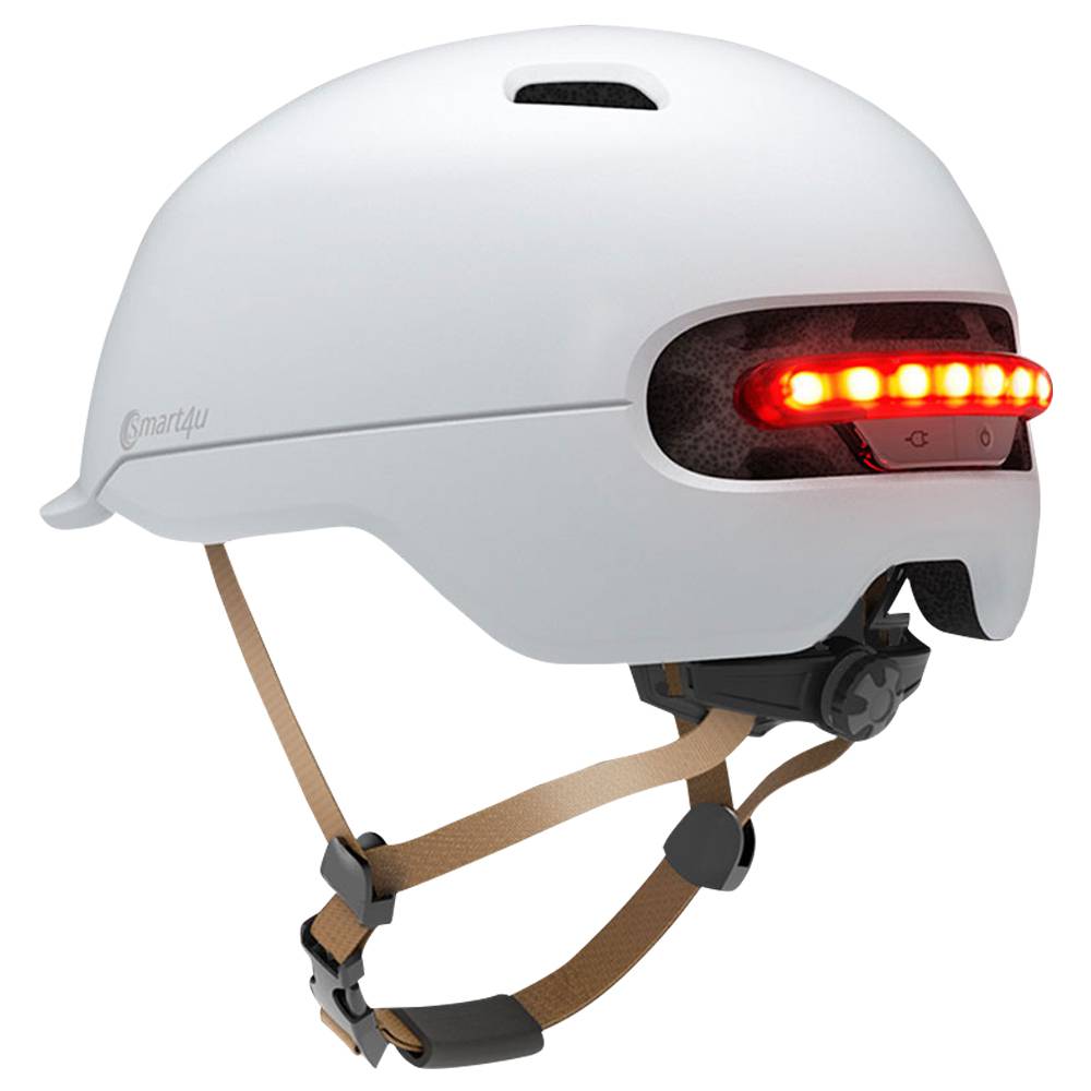 Xiaomi Smart4u SH50 Fahrrad Smart Flash Helm Automatische Licht Wahrnehmung Warnlicht Lange Akkulaufzeit IPX4 Wasserdichte Größe L - Weiß