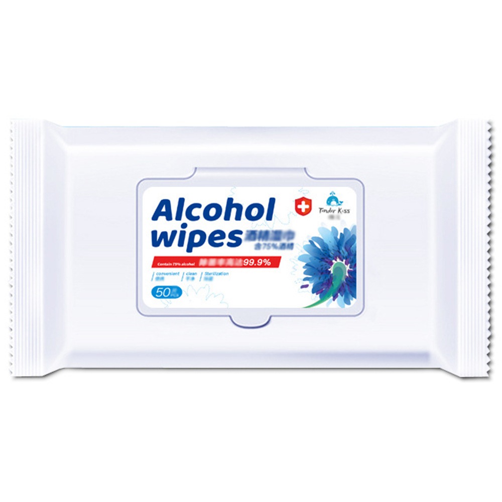 50db / csomag 75% alkoholos fertőtlenítő törlőkendő Tisztító nedves törlőkendők tisztításához és sterilizálásához az irodai otthoni iskolában - 1 csomag