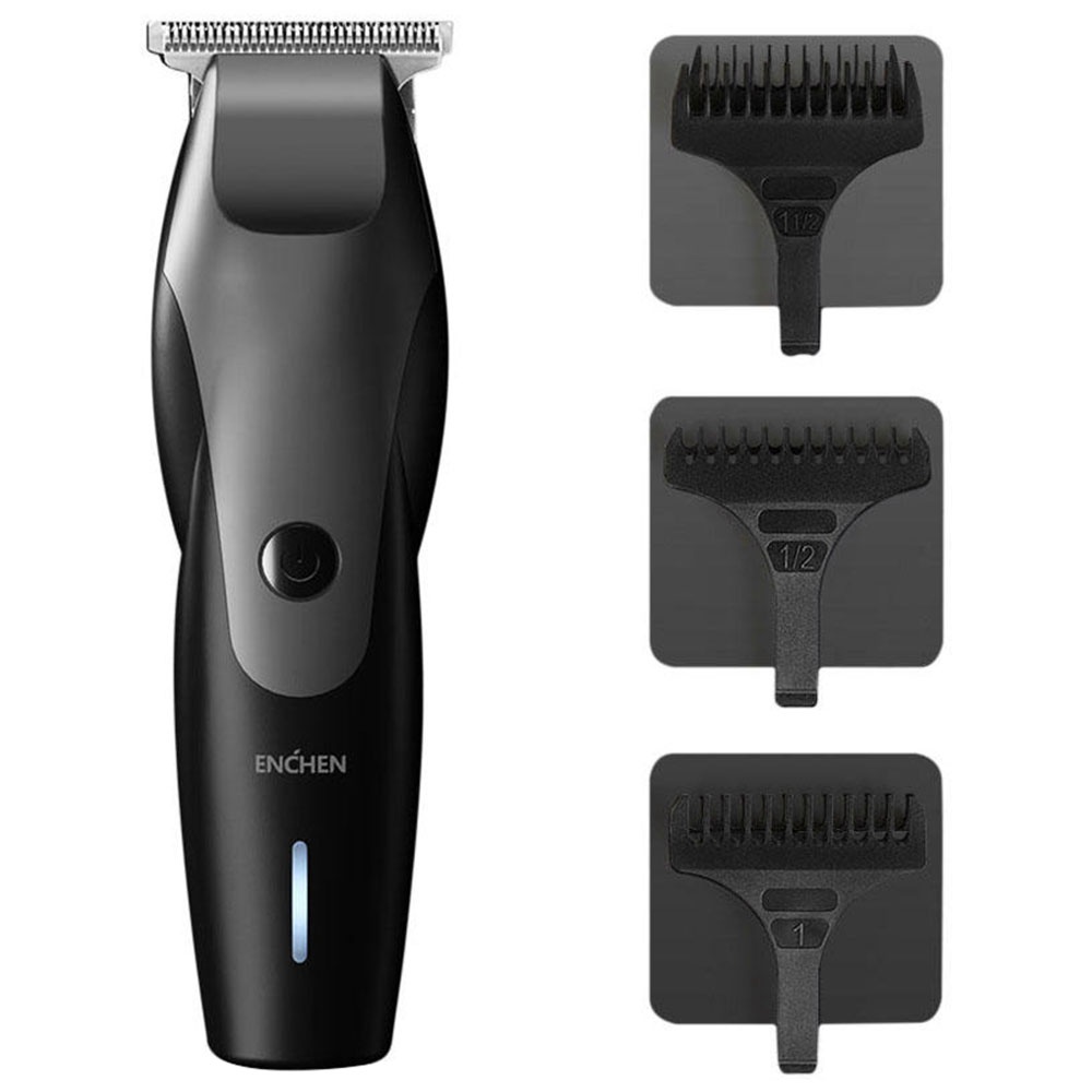 Enchen Beija-flor Elétrica Clipper de cabelo Recarregável USB de baixo nível de ruído com 3 pentes de cabelo 1500mAh Bateria de lítio de Xiaomi Youpin - Preto