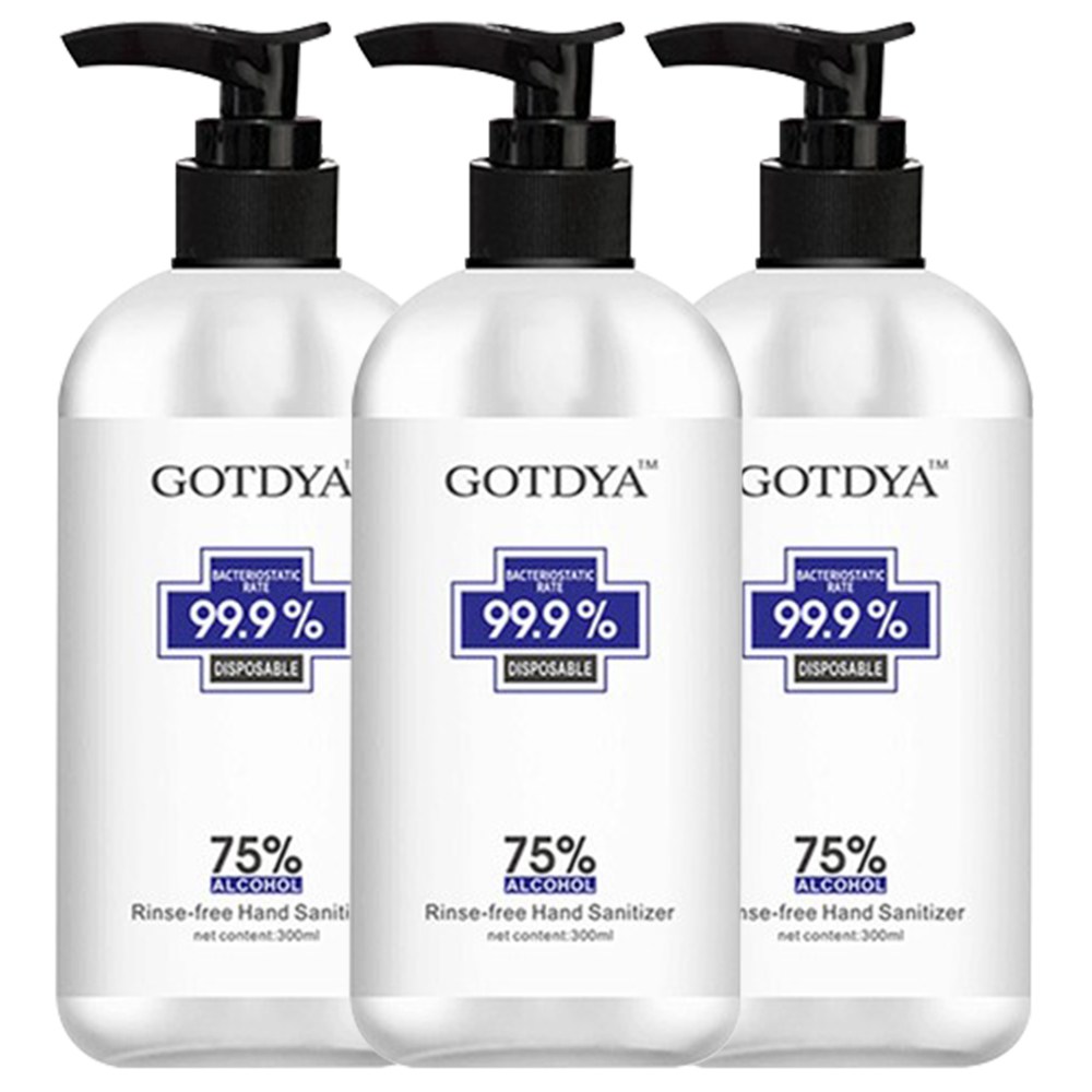 3PCS GOTDYA 300ml Wash Free Hand Alcohol Spray Gel Hand Sanitizer with 75% Alcohol Hand Soap for Daily Health Care