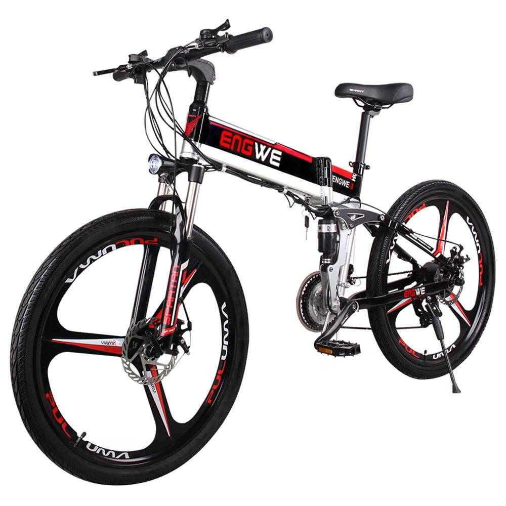 

ENGWE E3 Folding Moped Electric Bicycle Mountain Bike 26 Inch Tires 400W Brushless Motor Max Speed 30km/h Up To 50km Range 3 Riding Modes Dual Disc Brakes Smart Display Max Load 120kg - Black