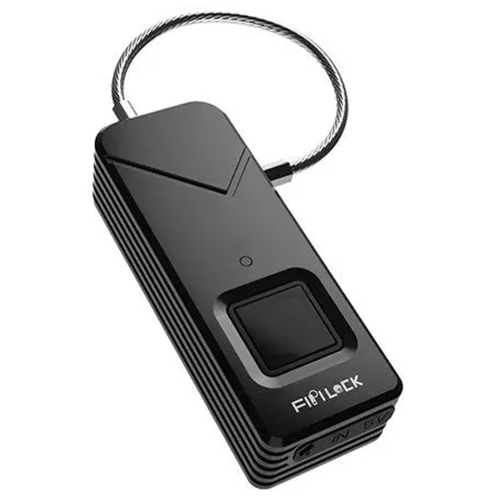 FIPILOCK FL-S2 Taşınabilir Akıllı Parmak İzi Asma Kilit Biyometrik Kilit Anahtarsız Hırsızlık Evrensel Güvenlik Kilidi USB Şarj Edilebilir IP65 Su Geçirmez Uzun Bekleme - Siyah