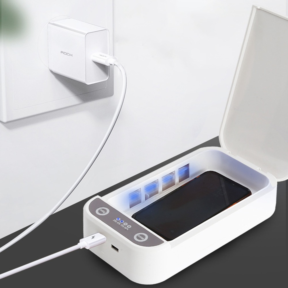 

Portable Double UV Disinfection Box USB Charging For Phone Watch Glasses Toy Toothbrush Sterilization - White