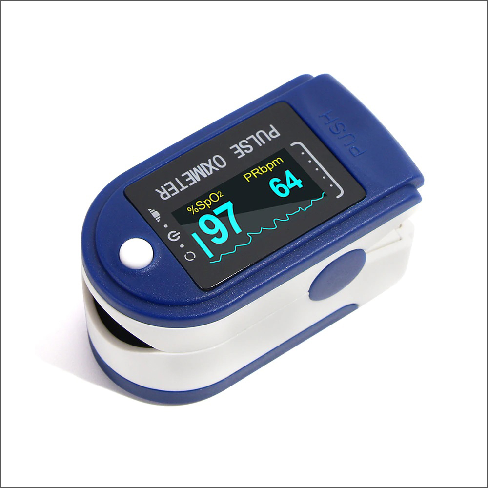 Portable Fingertip Oximeter Blood Oxygen Heart Rate Monitor Blue