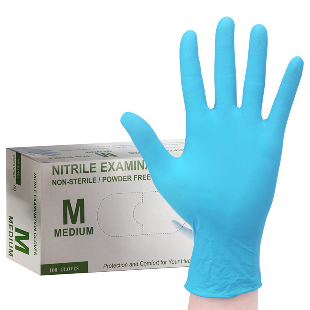 100PCS Size L Disposable Nitrile Protection Gloves Blue