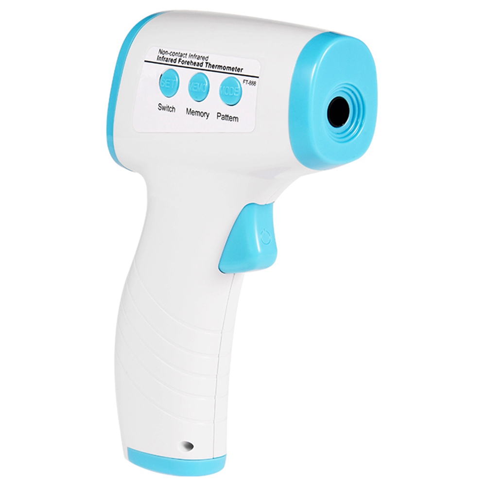 Digital Non-contact Infrared Forehead Thermometer LCD Backlight Display - White Blue