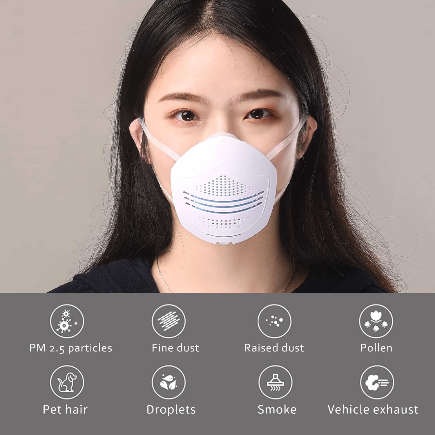 Reusable Washable Multi-Function Air Filter Mask White