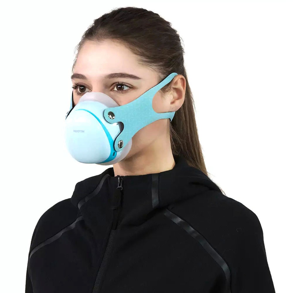 

Hootim Smart Anti-haze Sterilization Mask Active Air Supply Breathing Valve Element H11 Filter 3-layer Filtration Efficiency 98.9% 760mAh Battery - Blue