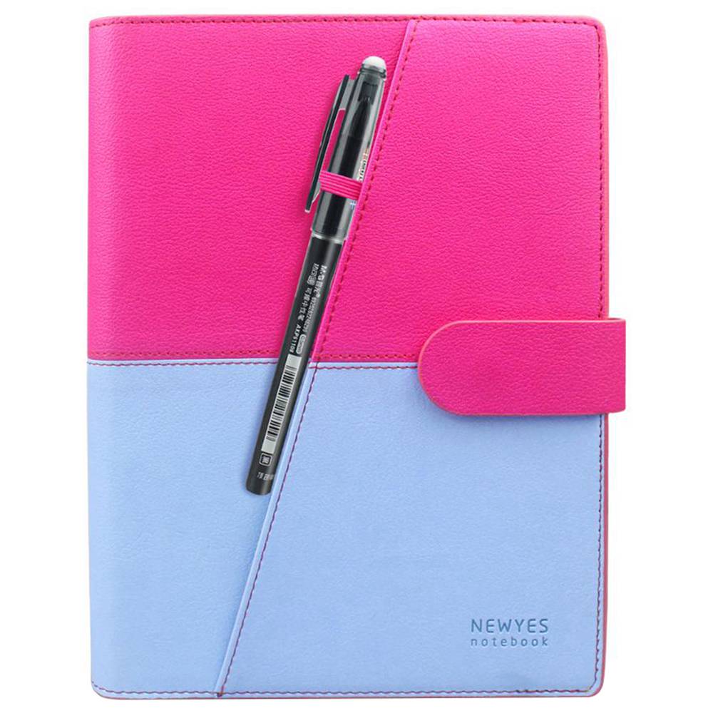 NEWYES A5 Reusable Smart Notebook PU Leather Erasable Wirebound Notebook Sketch Pads APP Storage - Pink Blue