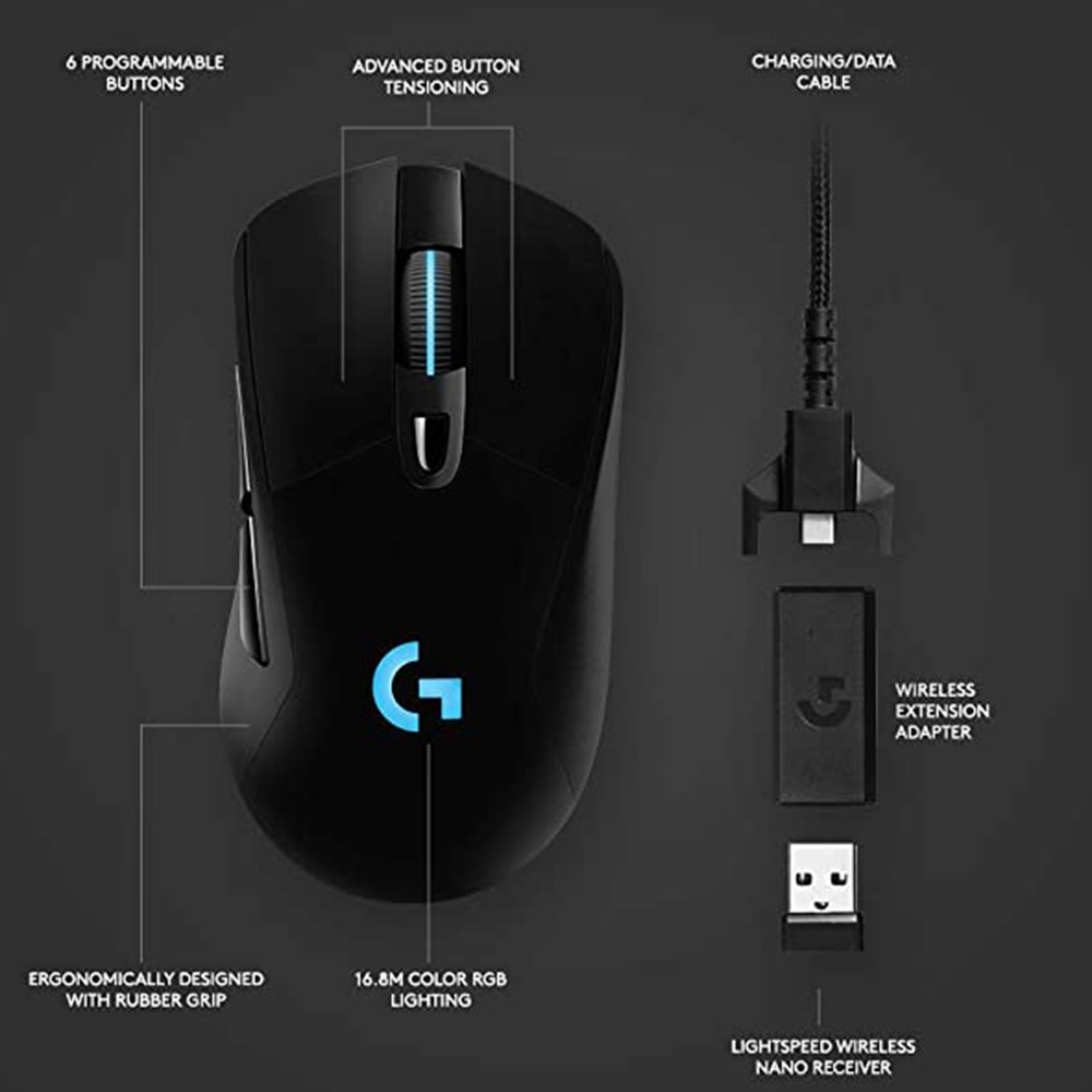 Logitech G703 LIGHTSPEED Wireless Gaming Mouse Black