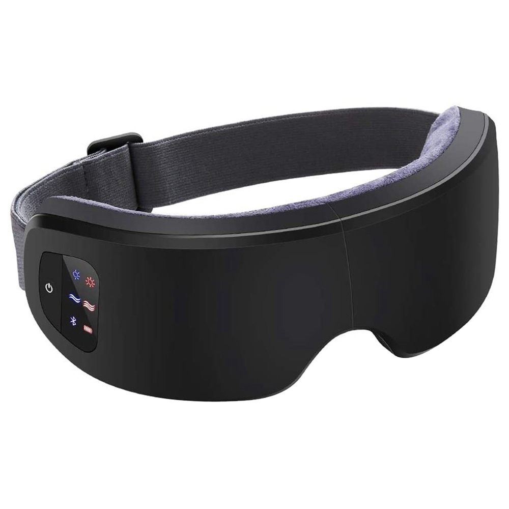4D Smart Eye Massager Två lägen Lufttryckmassage Bluetooth-anslutning USB Trådlös laddning Uppvärmning lindra torra ögon - svart
