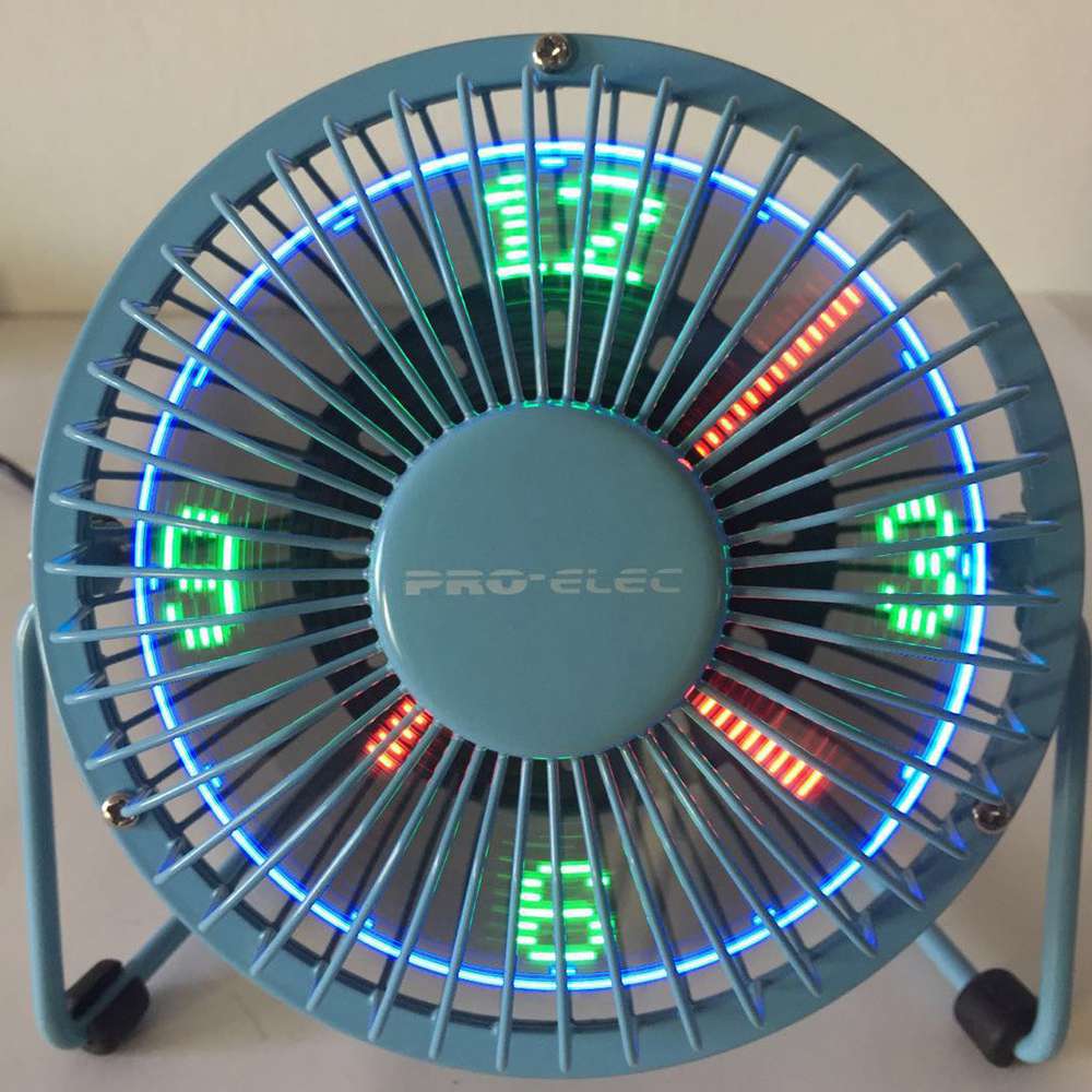 Portable LED Luminous 4 Inch Clock Fan Black