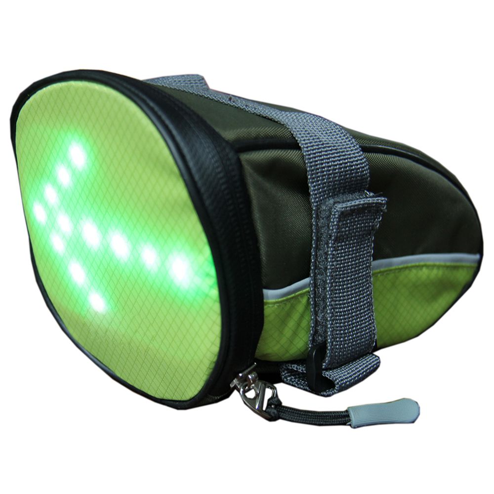 YKWB-B1030 Fietsachterlichtzak Verlichte waarschuwingssignaaltas Met afstandsbediening voor hardloopfiets - Groen