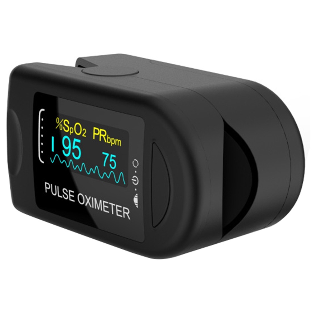 

Portable Fingertip Oximeter Blood Oxygen Heart Rate Monitor LED Display With Alarm System - Black